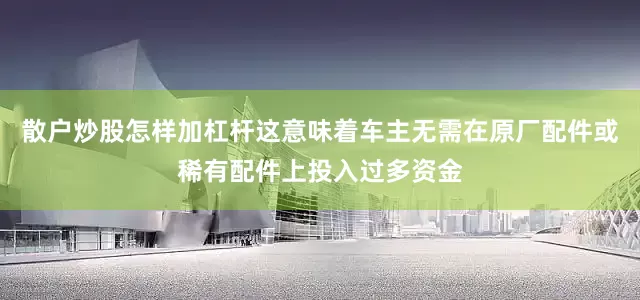 散户炒股怎样加杠杆这意味着车主无需在原厂配件或稀有配件上投入过多资金